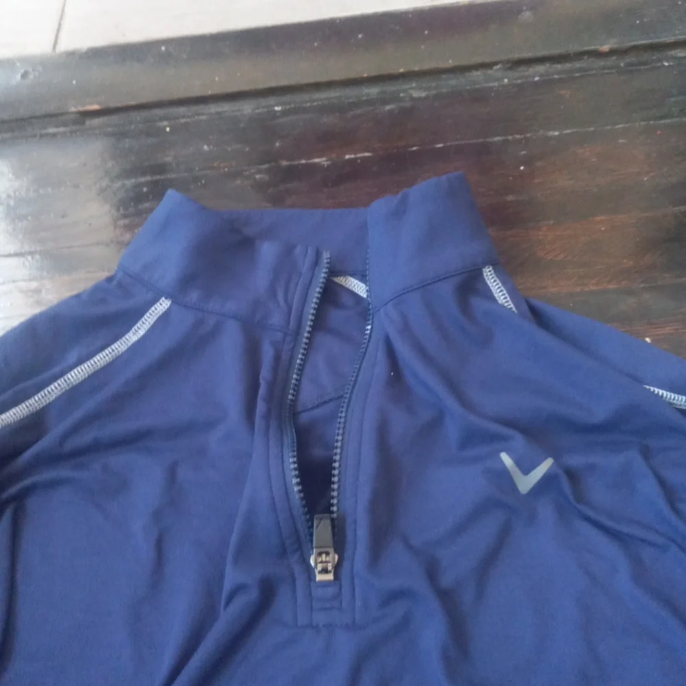 Callaway Mens 1/4 Zip Up Hoodie Size Large Color Blue White Logo Outdoors Cozy